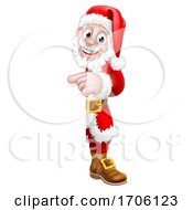 Santa Claus Christmas Cartoon Peeking Pointing