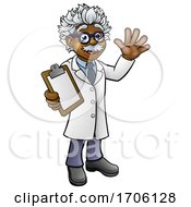 Cartoon Scientist Professor With Clipboard