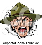 Poster, Art Print Of Angry Army Bootcamp Drill Sergeant Cartoon