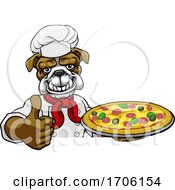 Poster, Art Print Of Bulldog Pizza Chef Cartoon Restaurant Mascot Sign