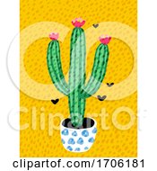 Poster, Art Print Of Bright Cactus With Flowers