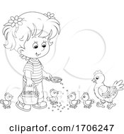 Girl Feeding Chickens