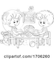 Poster, Art Print Of Children Having A Tea Party