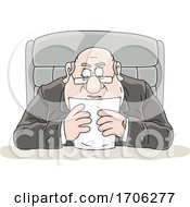 Cartoon Fat Politician Reading A Statement