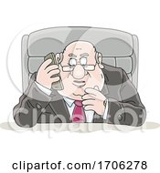 Cartoon Fat Politician Talking On A Cell Phone