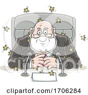 Poster, Art Print Of Cartoon Fat Politician Wearing A Mask And Surrounded By Germs