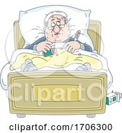 Cartoon Man Sick With The Flu