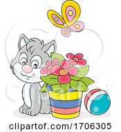 Poster, Art Print Of Cat By Flowers