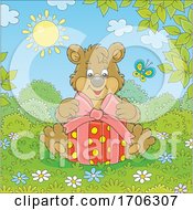 Poster, Art Print Of Bear Opening A Gift