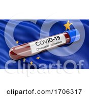 Poster, Art Print Of Us State Flag Of Alaska Waving In The Wind With A Positive Covid 19 Blood Test Tube