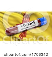 Us State Of New Mexico Waving In The Wind With A Positive Covid 19 Blood Test Tube