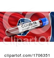 Poster, Art Print Of Us State Flag Of Tennessee Waving In The Wind With A Positive Covid 19 Blood Test Tube