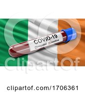Poster, Art Print Of Flag Of Ireland Waving In The Wind With A Positive Covid 19 Blood Test Tube