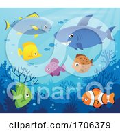 Poster, Art Print Of Fish And A Shark