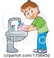 Poster, Art Print Of Boy Washing His Hands