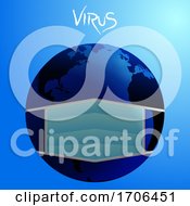 Poster, Art Print Of Planet Hearth With Face Mask And Virus Text Background