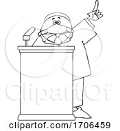 Poster, Art Print Of Cartoon Black Politician Wearing A Face Mask And Speaking At A Podium
