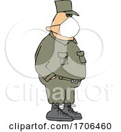 Poster, Art Print Of Cartoon Army Man Wearing A Covid Face Mask