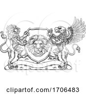 Poster, Art Print Of Coat Of Arms Crest Griffin Lion Family Shield Seal