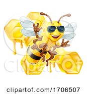 Poster, Art Print Of Bumble Bee Honey Honeycomb Sunglasses Bumblebee