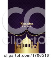 Poster, Art Print Of Ramadan Kareem Background With Gold Mosque Silhouettes