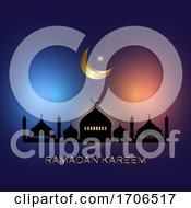 Poster, Art Print Of Ramadan Kareem Background With Mosque Silhouettes