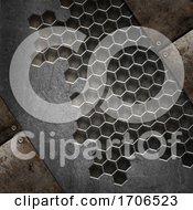 Poster, Art Print Of 3d Grunge Texture Background With Various Metal Designs