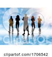 Poster, Art Print Of Silhouette Of A Group Of People On A Blue Sky Background