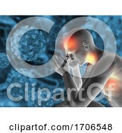 Poster, Art Print Of 3d Medical Background With Male Figure Displaying Symptoms Of The Covid 19 Virus