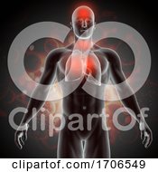 Poster, Art Print Of 3d Medical Background With Male Figure Showing Symptoms Of Covid 19 Virus