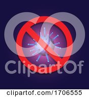 Poster, Art Print Of Medical Background With Abstract Virus Cell And Warning Symbol