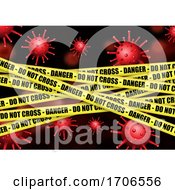 Poster, Art Print Of Medical Background With Danger Tape And Abstract Virus Cells