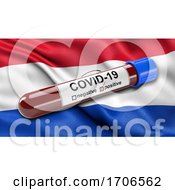 Poster, Art Print Of Flag Of Paraguay Waving In The Wind With A Positive Covid 19 Blood Test Tube