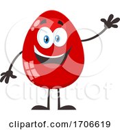 Red Easter Egg Mascot Waving