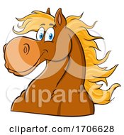 Poster, Art Print Of Cartoon Happy Horse Head
