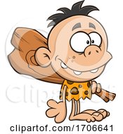 Poster, Art Print Of Cartoon Cave Boy With A Club