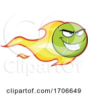Poster, Art Print Of Flaming Tough Tennis Ball Mascot