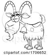 Cartoon Black And White Grumpy Goat