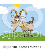 Poster, Art Print Of Cartoon Grumpy Goat On A Sunny Day