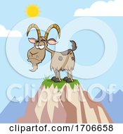 Poster, Art Print Of Cartoon Grumpy Goat On A Mountain