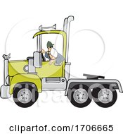 Cartoon Male Trucker Wearing A Mask And Backing Up A Truck by djart