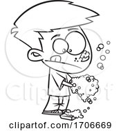 Cartoon Boy Washing His Hands Really Good