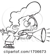 Cartoon Girl Screaming Through A Megaphone by toonaday