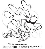 Cartoon Easter Bunny Bandit Stealing Eggs