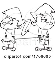 Poster, Art Print Of Cartoon Boy And Girl Social Distancing