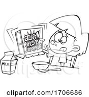 Cartoon Girl Shaking An Empty Box Of Cereal by toonaday