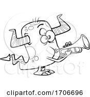Poster, Art Print Of Cartoon Monster Playing A Trumpet
