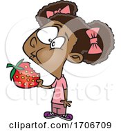 Cartoon Girl Eating A Strawberry