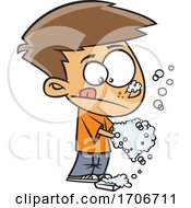 Cartoon Boy Washing His Hands Really Good
