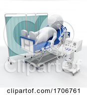 Poster, Art Print Of 3d Morph Man On Hospital Bed With Respirator